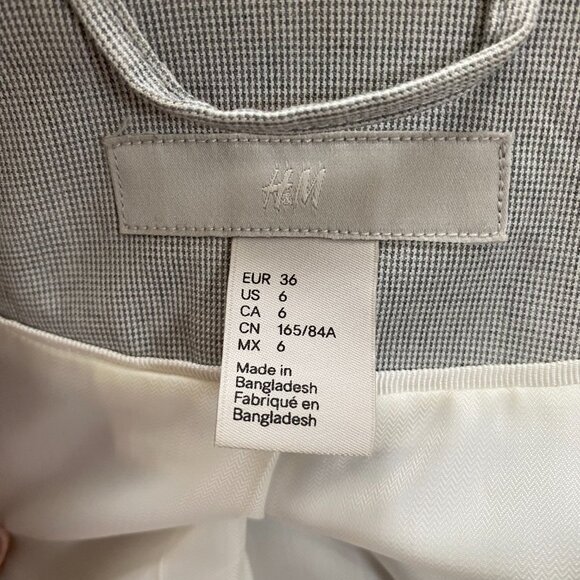 H&M Grey Blazer with Front Button Size 6 - Picture 6 of 9